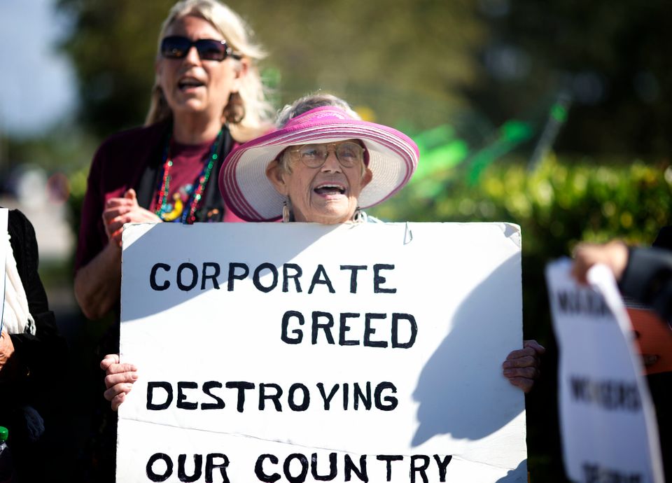 Protesting corporate greed